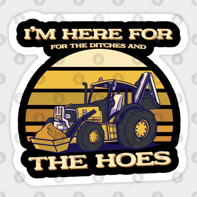 Funny Construction Worker Truck Hoe Driver Sticker by Emmi Fox Designs